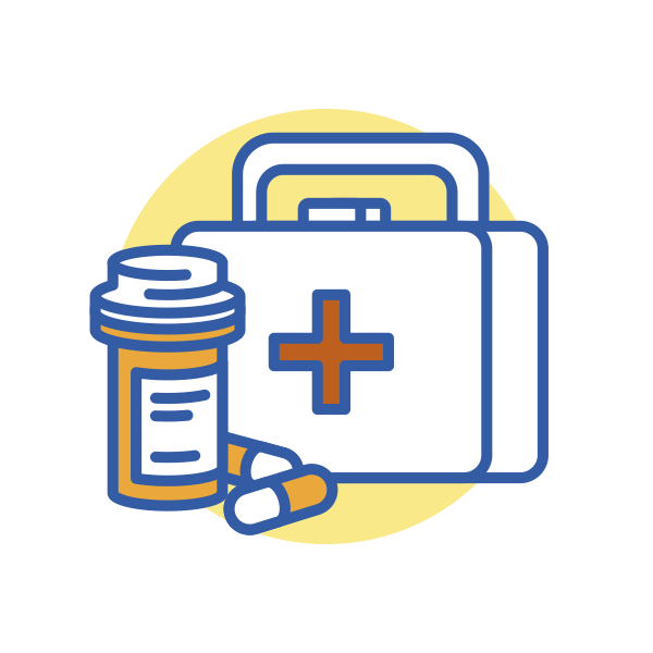 Medicine and first aid kit box icon