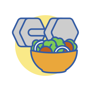 Dumbell with salad icon