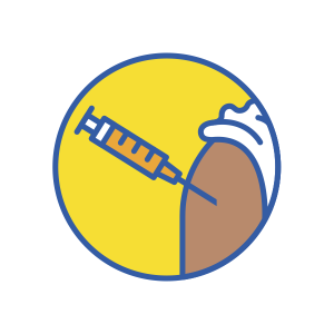 Person getting a medical shot in arm icon
