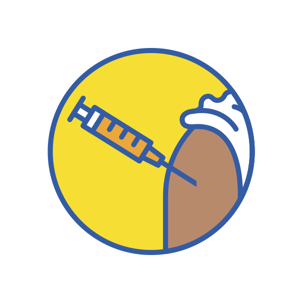 Person getting a medical shot in arm icon